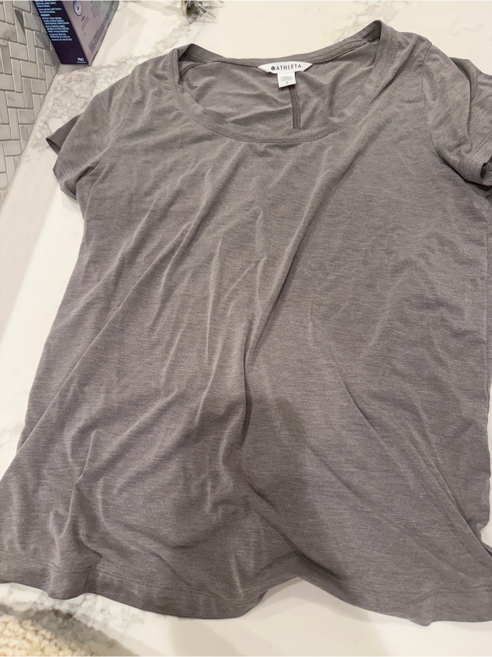 Athleta Gray Scoop Neck Short Sleeve Tee